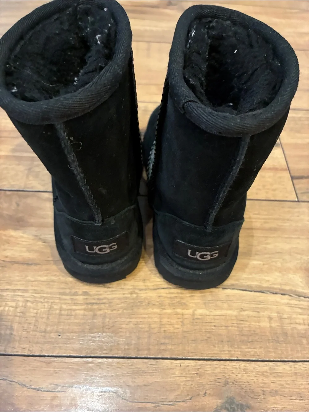 UGG Black Glitter Stars Suede Short Boots with Star-Print Panel